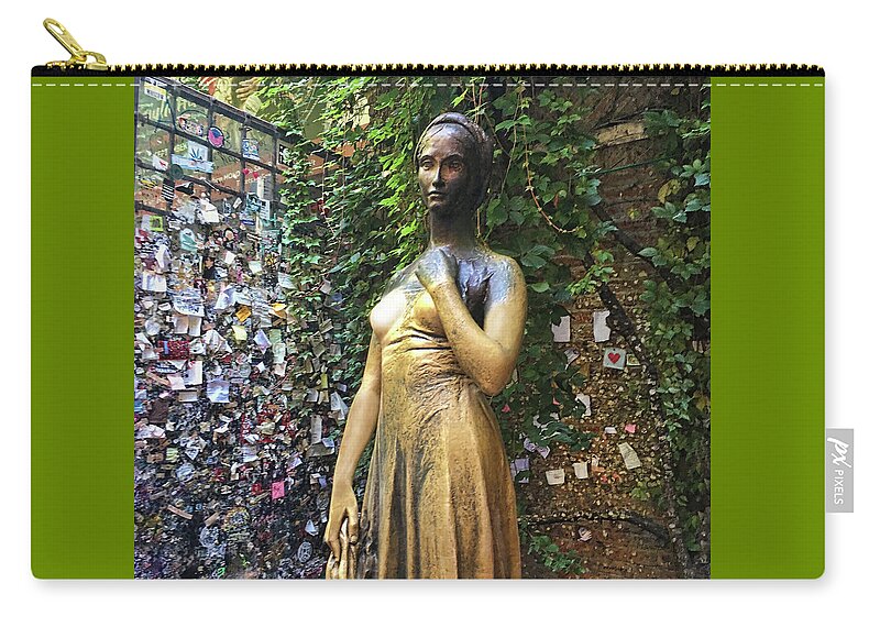 Romeo And Juliet Zip Pouch featuring the photograph Juliet Statue Verona, Italy by Deborah League