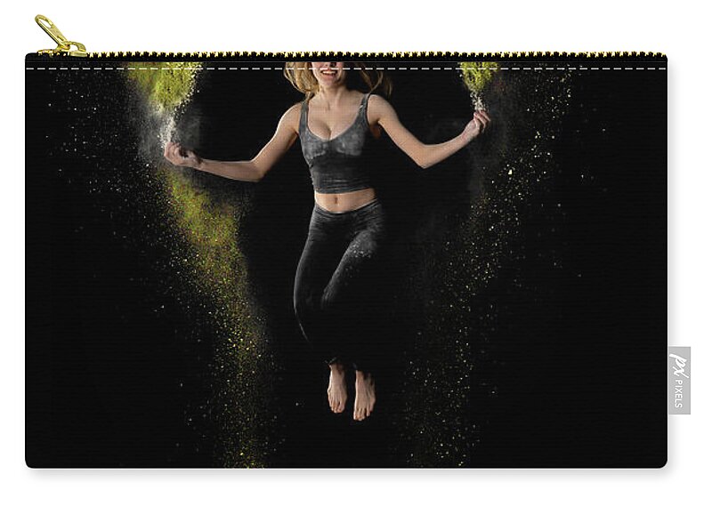 Reagan Zip Pouch featuring the photograph Jumping yellow rope flour by Dan Friend