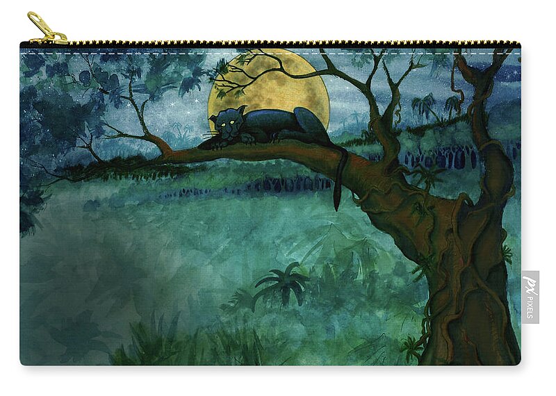 Jungle Zip Pouch featuring the painting Jungle Panther by Kevin Middleton