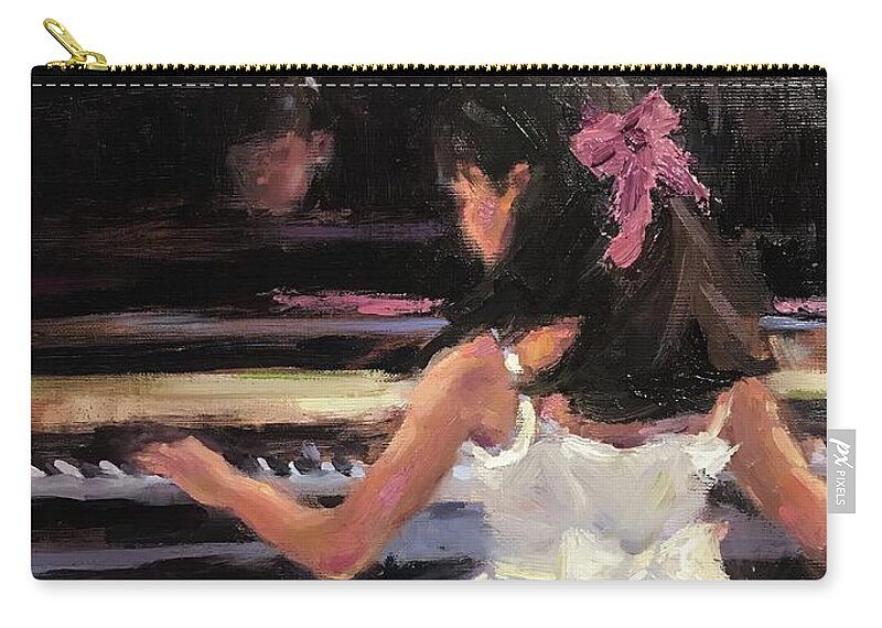 Junior Pianist Carry-all Pouch featuring the painting Junior Pianist by Ashlee Trcka
