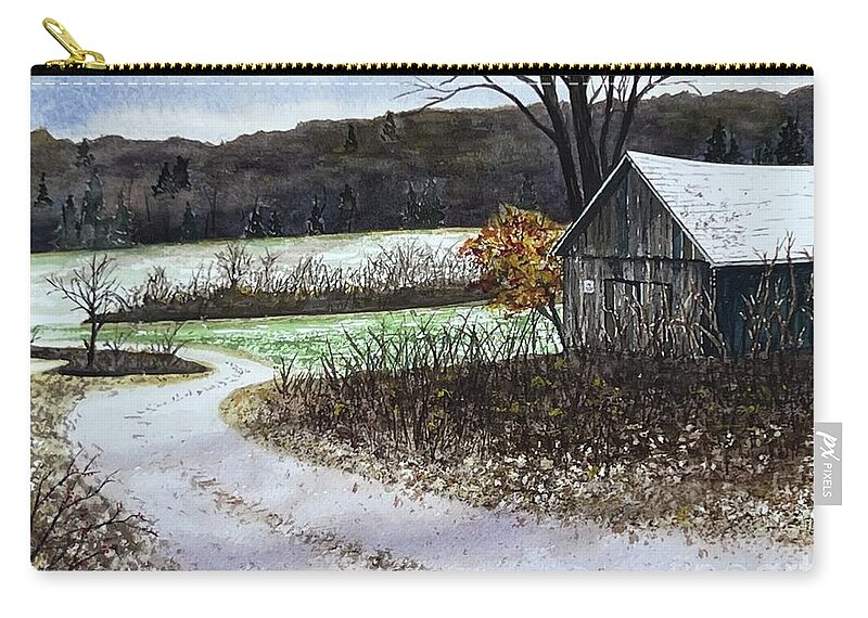 Shed Zip Pouch featuring the painting Just a Dusting by Joseph Burger