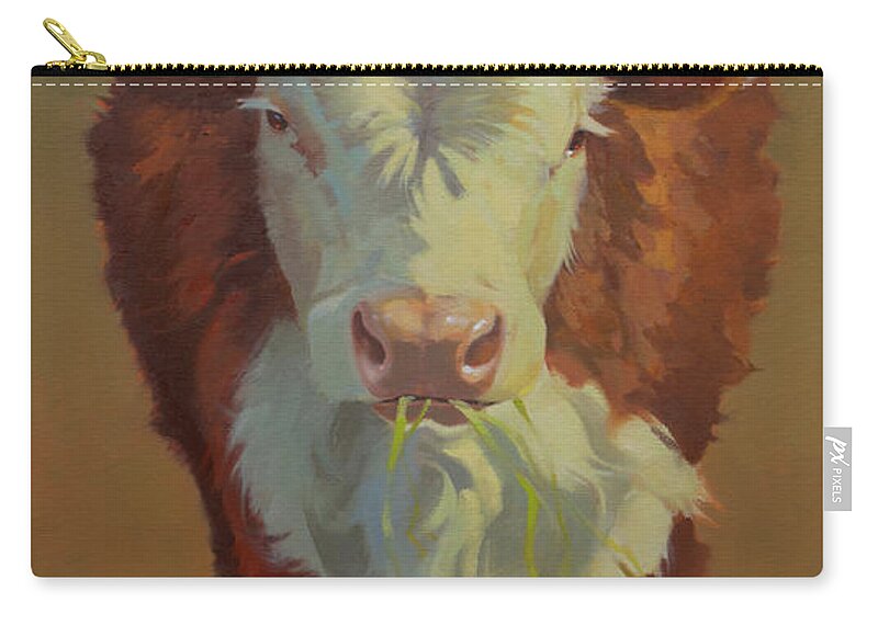 Farm Animals Carry-all Pouch featuring the painting Just a Little Bull by Carolyne Hawley