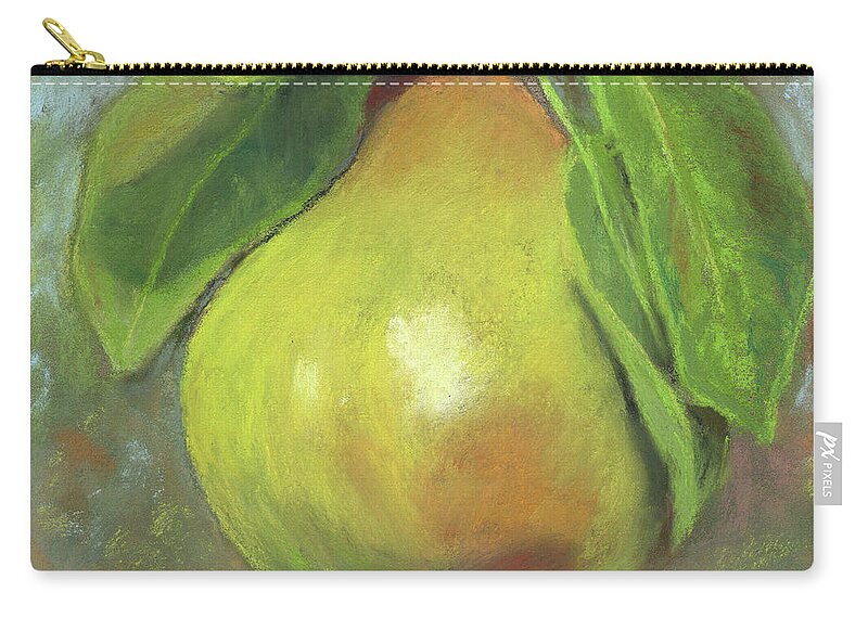 Pear Painting Zip Pouch featuring the pastel Just a Pear by Vikki Bouffard