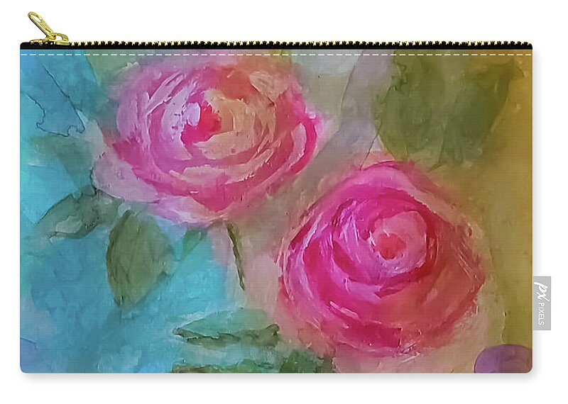 Rose Zip Pouch featuring the painting Just a Quick Rose Painting by Lisa Kaiser