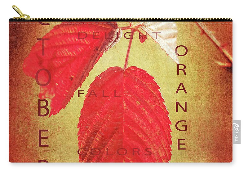 Just Autumn Leaves Typography Zip Pouch featuring the mixed media Just Autumn Leaves Typography by Dan Sproul