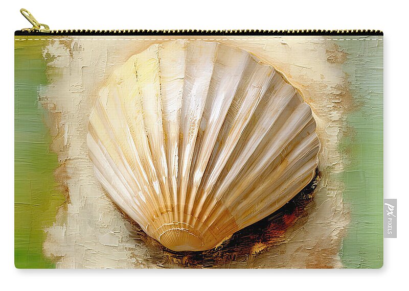 Seashell Zip Pouch featuring the digital art Just Beachy - Art with Seashells by Lourry Legarde
