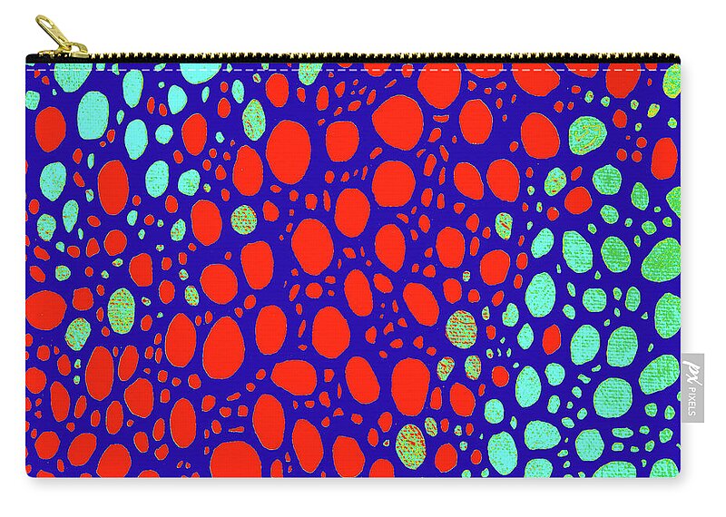 Kaleidoscope Zip Pouch featuring the digital art KALEIDOSCOPE Abstract in Red and Aqua by Lynnie Lang