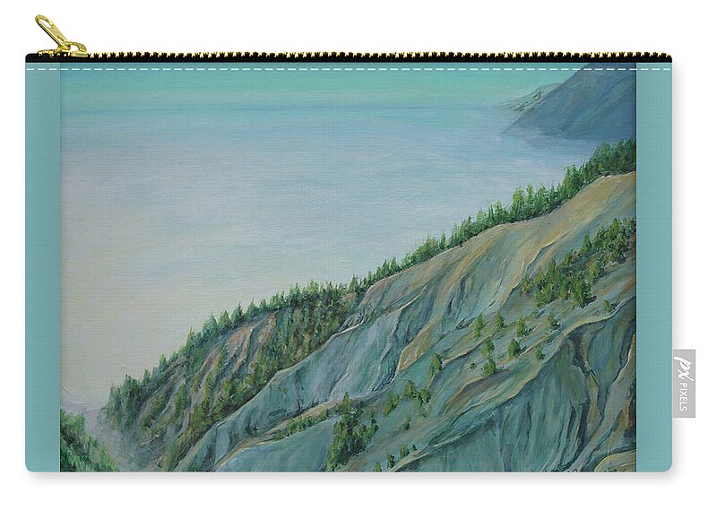 Lost Coast Zip Pouch featuring the painting Kaluna Cliff by Whitney Palmer