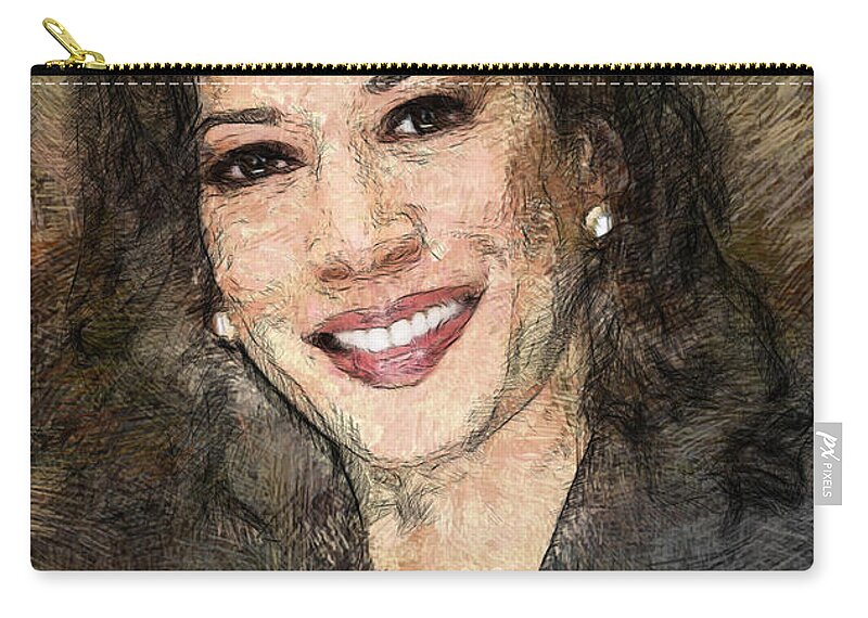Portraits Zip Pouch featuring the drawing Kamala Harris by Rafael Salazar