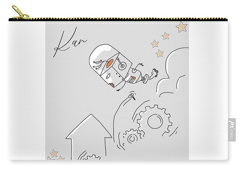 Kan Zip Pouch featuring the drawing Kan by J Lyn Simpson