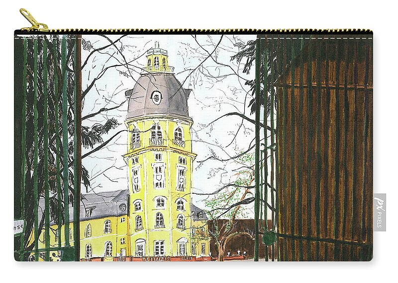 Karlsruhe Palace Zip Pouch featuring the painting Karlsruhe Palace by Tracy Hutchinson