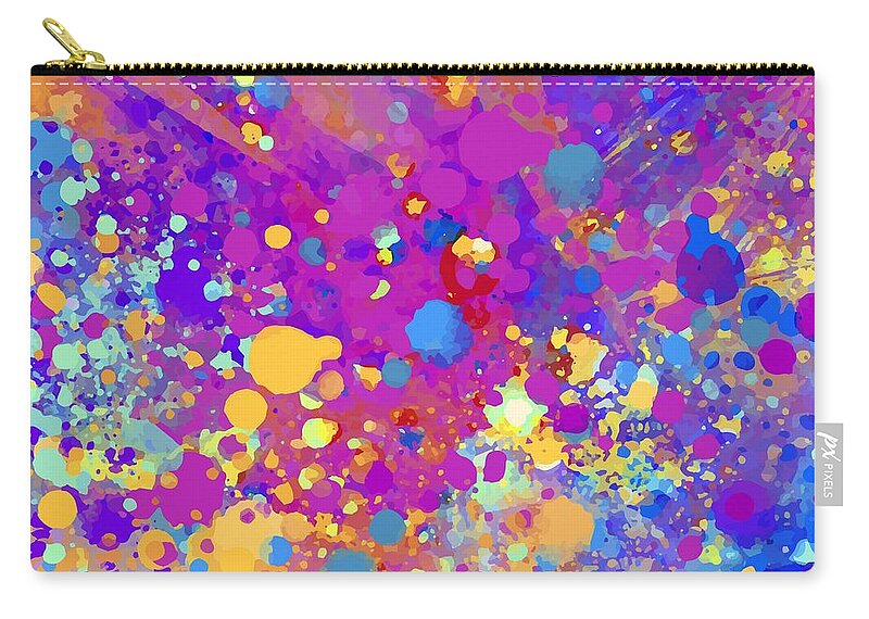 Colorful Zip Pouch featuring the digital art Kartika - Artistic Colorful Abstract Carnival Splatter Watercolor Digital Art by Sambel Pedes
