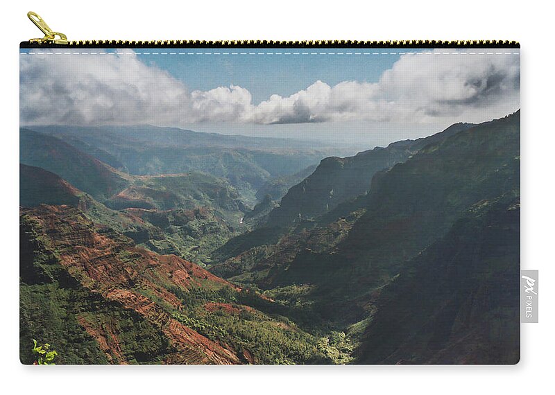 Kauai Zip Pouch featuring the photograph Kauai Hawaii Canyon by Mary Lee Dereske