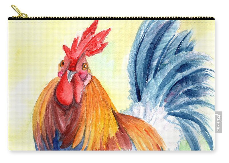 Rooster Zip Pouch featuring the painting Kauai Island Rooster 4 by Marionette Taboniar