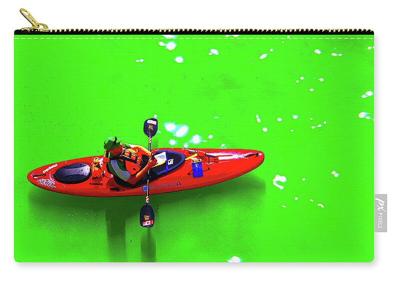 Kayak Zip Pouch featuring the photograph Kayak Green Water St Patricks Day Chicago by Patrick Malon
