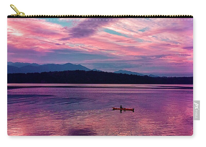 Kayak Zip Pouch featuring the photograph Kayak on Dabob Bay by Greg Reed