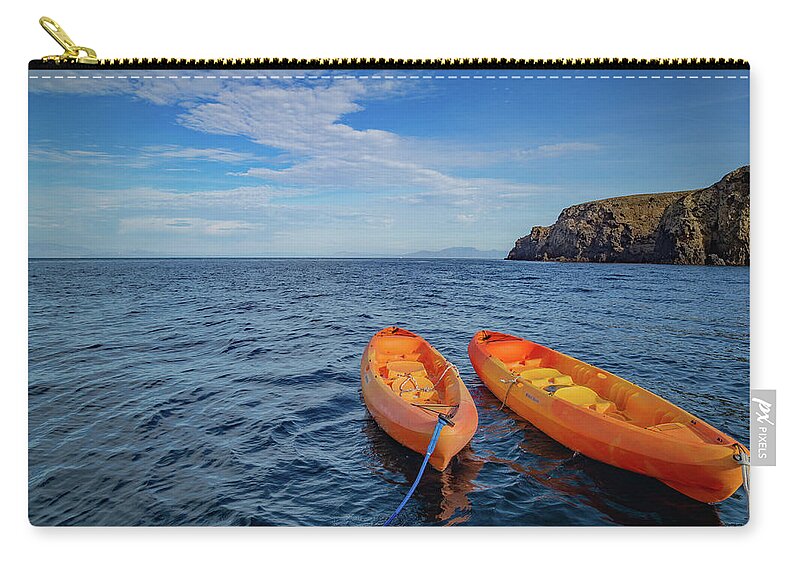 Kayaks Zip Pouch featuring the photograph Kayaks in the Pacific by Cindy Robinson