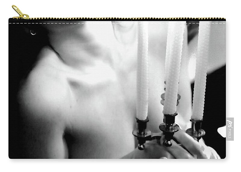 Nude Female Candles Zip Pouch featuring the photograph Kebu0324 by Henry Butz