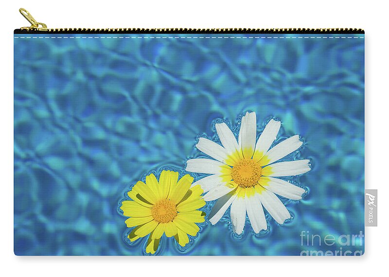 Daisies Zip Pouch featuring the photograph Keep your sunny days by the pool by Adriana Mueller