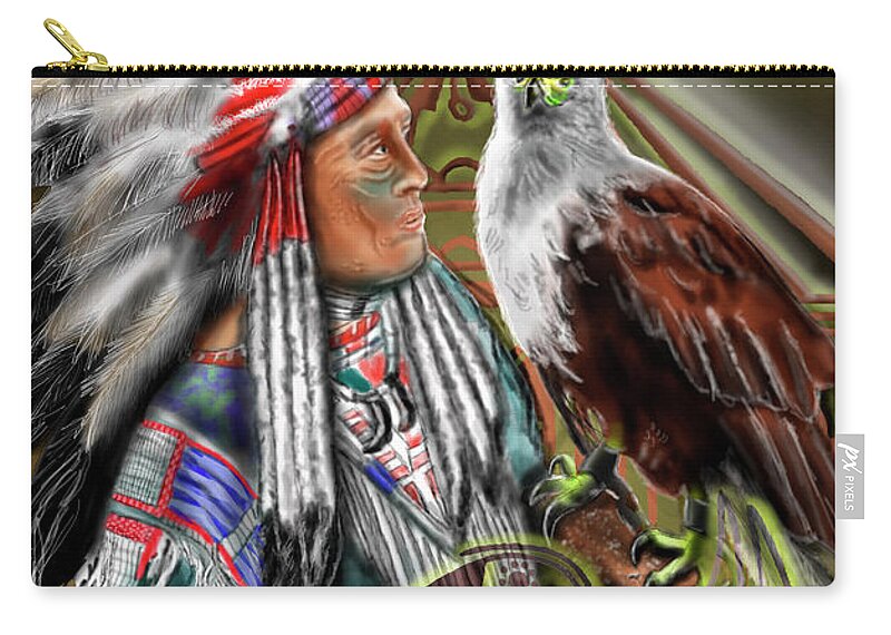  Zip Pouch featuring the digital art Keeper of the Eagle Spirit by Rob Hartman