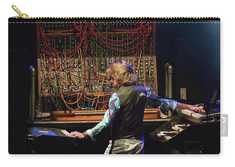 Music Legend Zip Pouch featuring the photograph Keith Emerson and the Moog Synth by Micah Offman