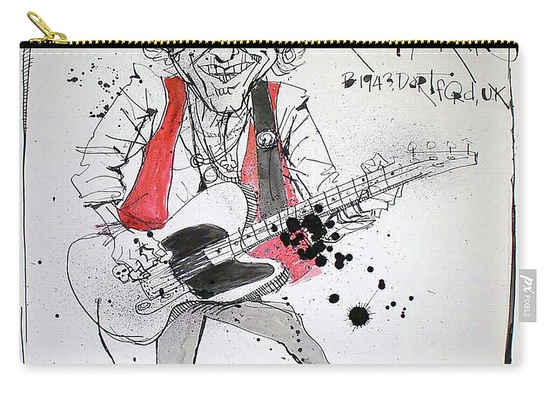  Zip Pouch featuring the drawing Keith Richards by Phil Mckenney