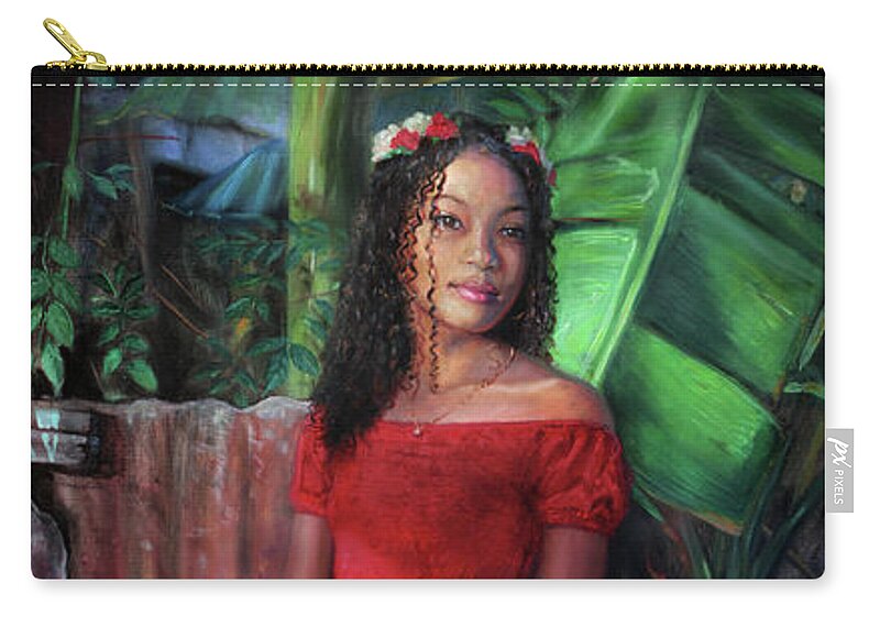 Caribbean Zip Pouch featuring the painting Kejeem En Wouj by Jonathan Guy-Gladding JAG