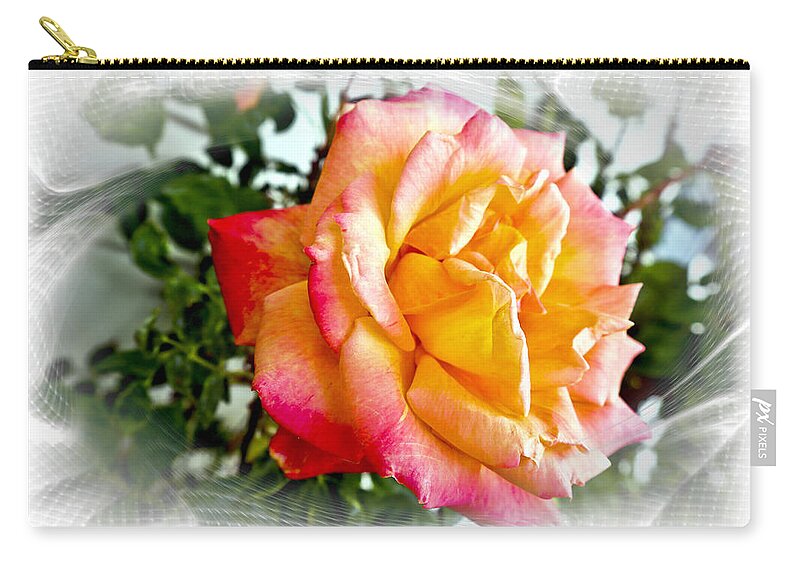 Rose Zip Pouch featuring the photograph Kellys Double Delight Rose by Joyce Dickens