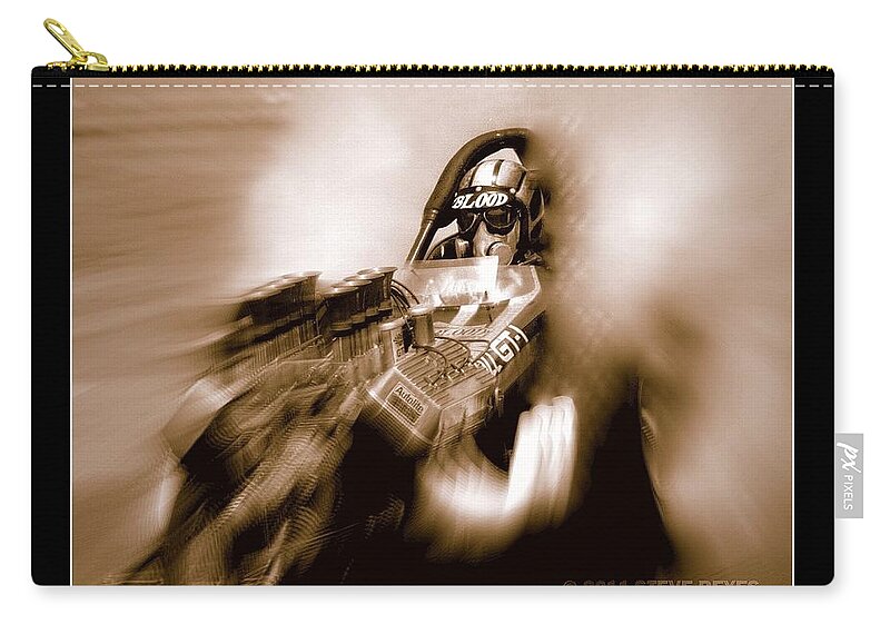 Kenny Youngblood Dragster Slingshot Nhra Drag Racing Smoke Tires Fuel Nitro Poster Zip Pouch featuring the photograph Kenny Youngblood 1968 by Kenny Youngblood