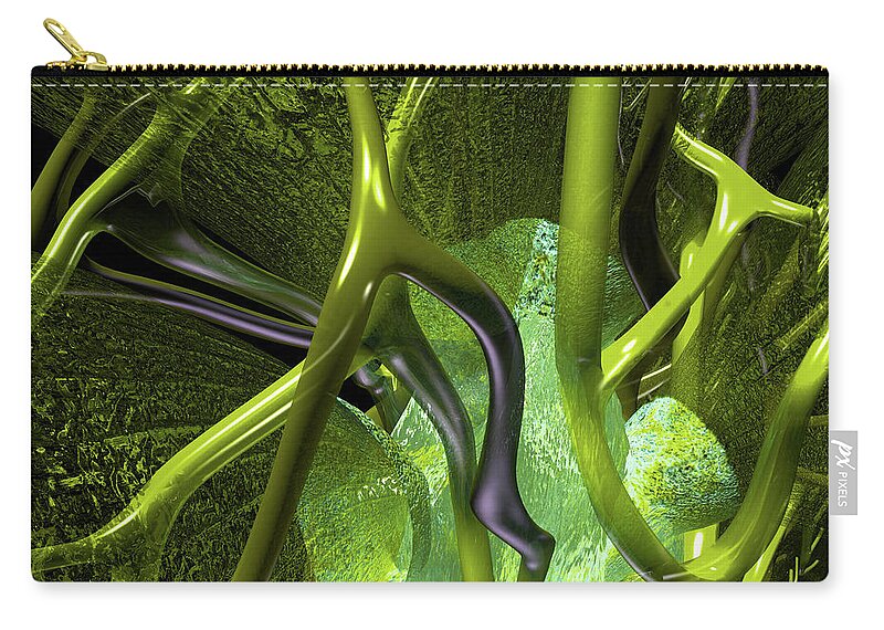 Trunk Zip Pouch featuring the digital art Kidney Abstract 2 Green by Russell Kightley