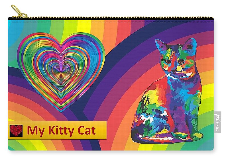 Cats Carry-all Pouch featuring the mixed media Kids Love Kitties by Nancy Ayanna Wyatt