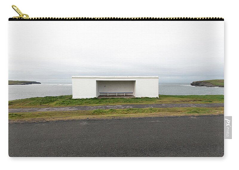 New Topographics Zip Pouch featuring the photograph Kilkee Cliff Shelter by Stuart Allen