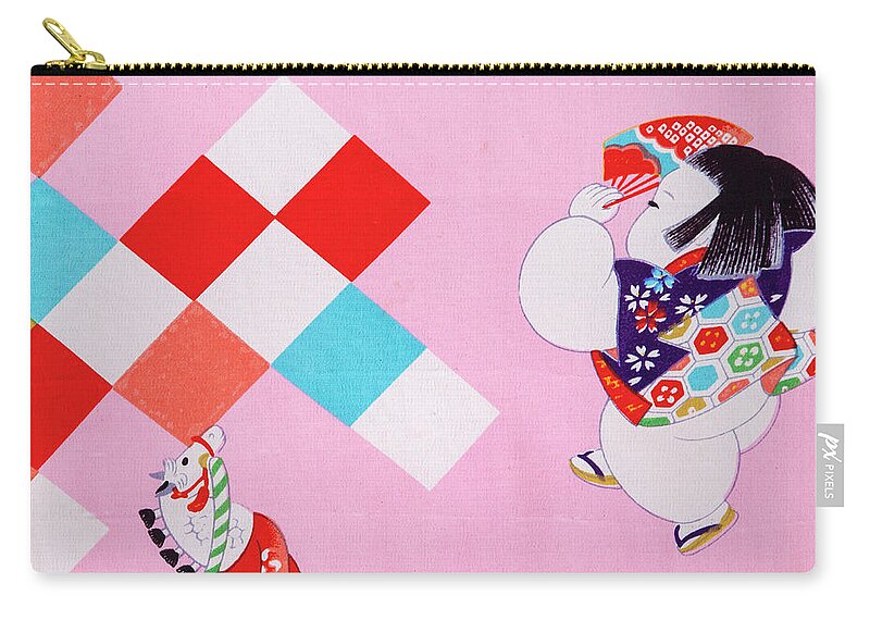 Mask Zip Pouch featuring the photograph Kimono Children by Theresa Tahara