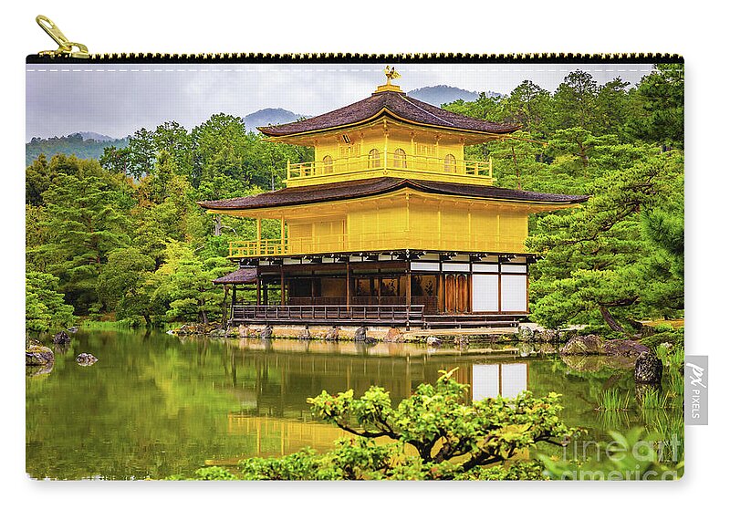Kinkakuji Zip Pouch featuring the photograph Kinkaku-ji or golden pavilion, Kyoto by Lyl Dil Creations