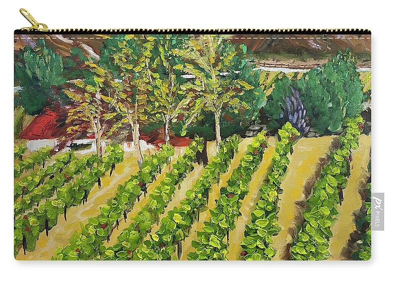Somerset Winery Zip Pouch featuring the painting Kirk's View by Roxy Rich