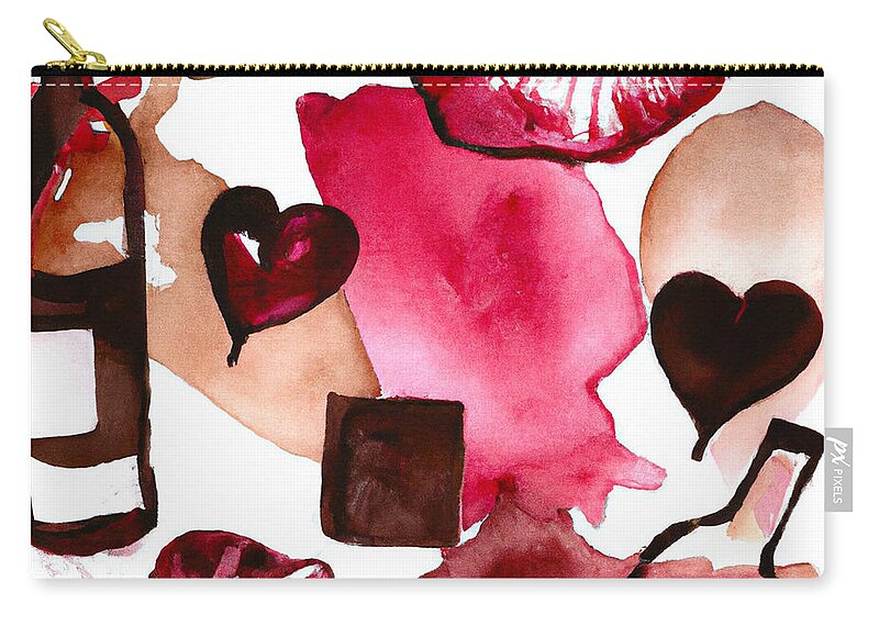 Kisses Zip Pouch featuring the painting Kisses And Wine by Lisa Kaiser