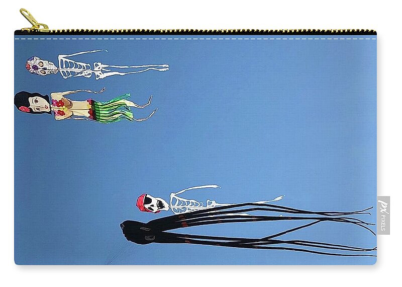 Kites In The Summer Sky Zip Pouch featuring the photograph Kites in the Summer Sky by Flavia Westerwelle