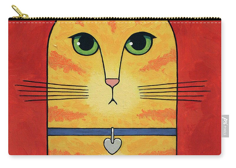 Cat Zip Pouch featuring the painting Kitty by Norman Engel