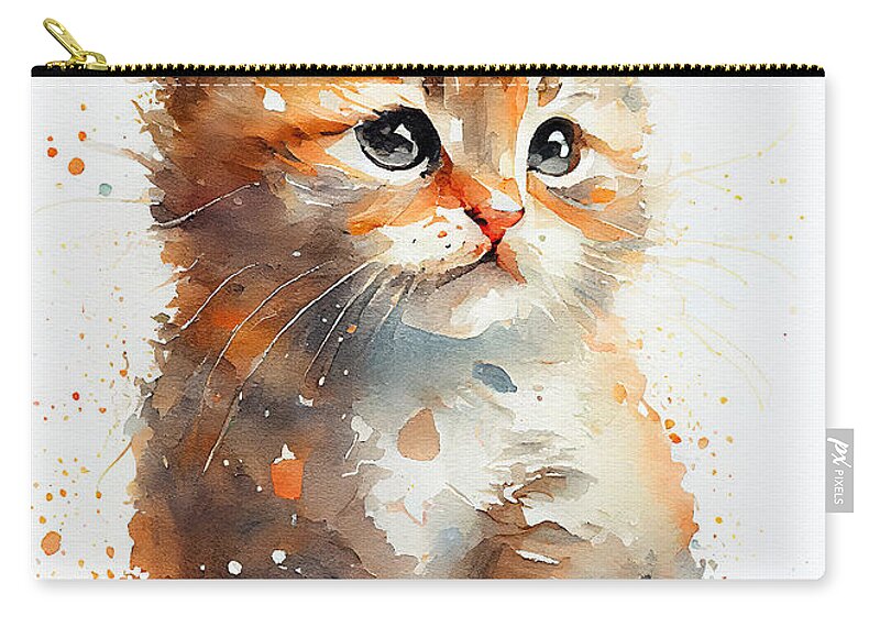 Kitty Zip Pouch featuring the painting KITTY watercolor I by Vart