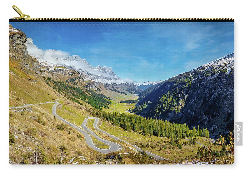 Landscape Zip Pouch featuring the photograph Klausenpass Panorama, Switzerland by Rick Deacon