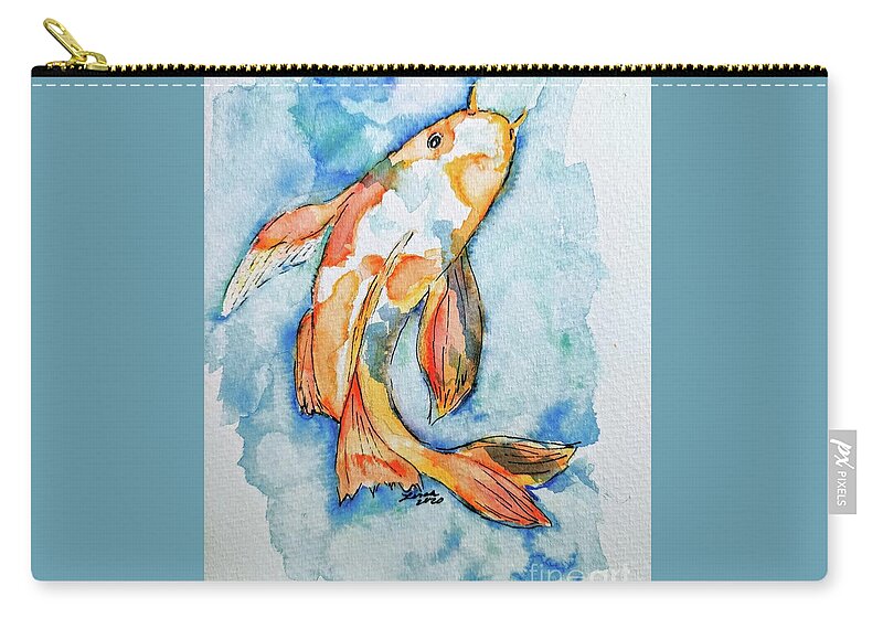 Koi Zip Pouch featuring the painting Koi by Lora Tout