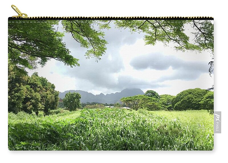 Lush Green Grass Zip Pouch featuring the photograph Koloa Green Shade - vertical by Jennifer Kane Webb
