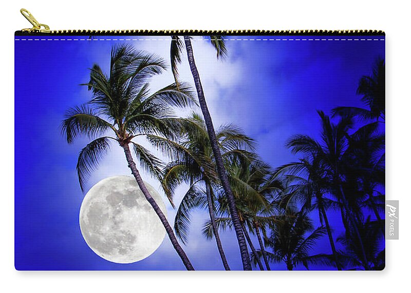 David Lawson Photography Zip Pouch featuring the photograph Kona Moon Rising by David Lawson
