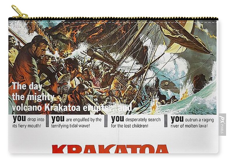 Krakatoa Zip Pouch featuring the mixed media ''Krakatoa East of Java'', 1968, art by Frank McCarthy by Movie World Posters
