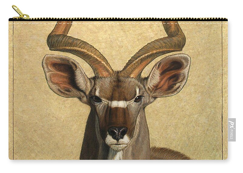 Kudu Zip Pouch featuring the painting Kudu by James W Johnson