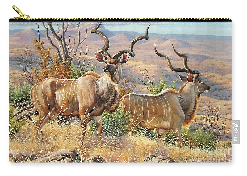 Cynthie Fisher Carry-all Pouch featuring the painting Kudus Bulls by Cynthie Fisher