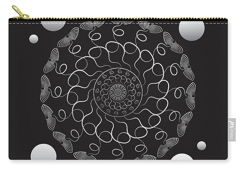 Mandala Zip Pouch featuring the digital art Kuklos No 4337 by Alan Bennington