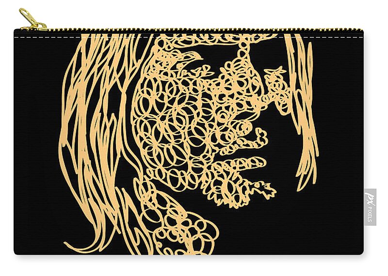 Kurt Zip Pouch featuring the painting Kurt - one line drawing portrait by Vart by Vart