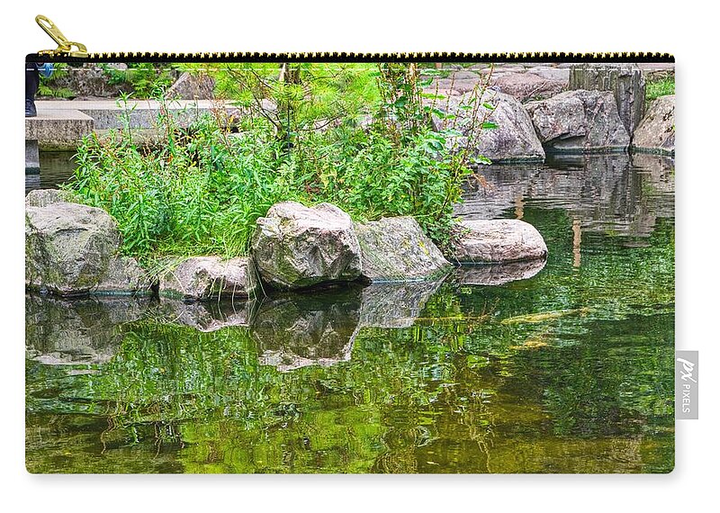 Kyoto Gardens Pond Zip Pouch featuring the photograph Kyoto Gardens pond by Raymond Hill