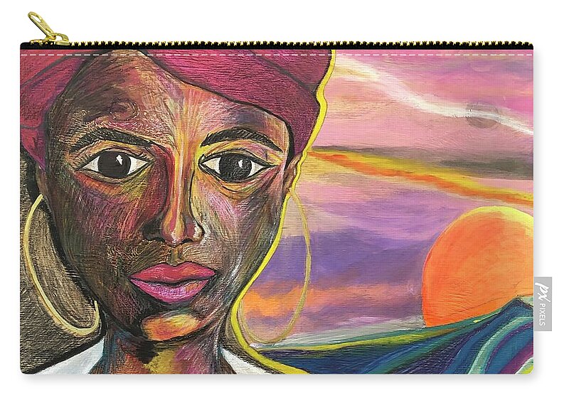 Sun Carry-all Pouch featuring the painting La mujer del Sol by Che' La'Mora
